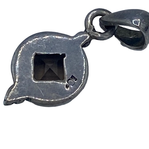 Sterling silver 925 pendant charm geometric w faceted smoked quartz - Picture 3 of 6